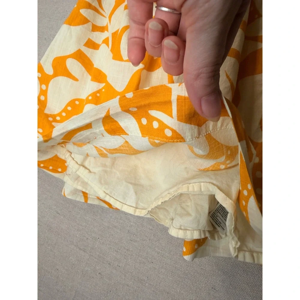 Baby GAP Orange Tropical Leaf Ruffle Smocked Cotton Dress 18-24 Months